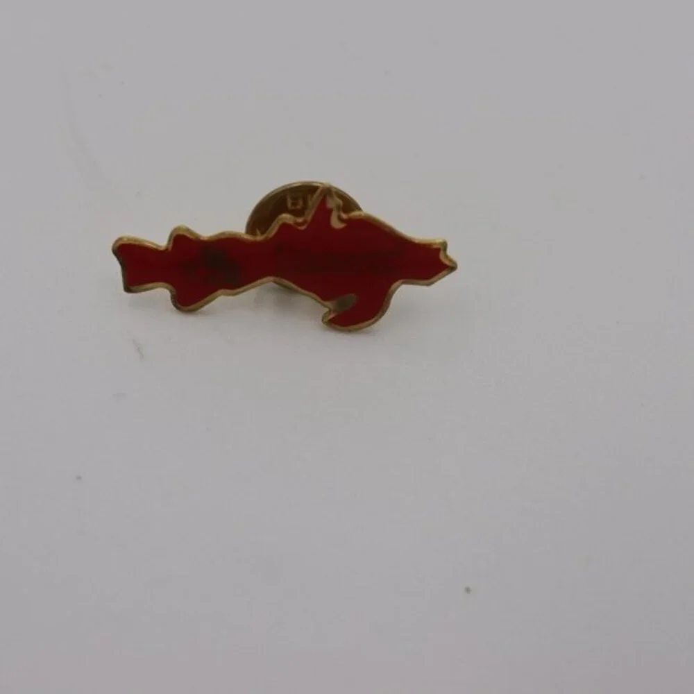 Vintage Watersmeet Enamel Red Pin Unique Unusual Pin